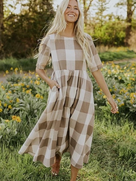 Dresses & Skirts - NO BRAND | gingham maxi dress